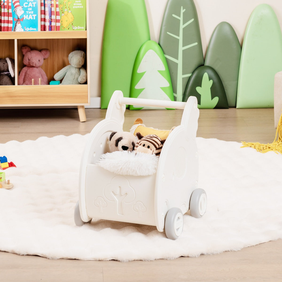 Baby Walker Push Toy 4-Wheel Toddler Toy Cart Elephant Shape
