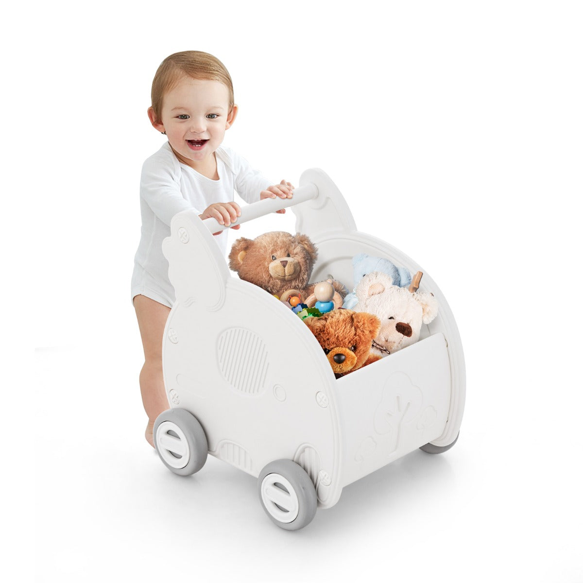 Baby Walker Push Toy 4-Wheel Toddler Toy Cart Elephant Shape