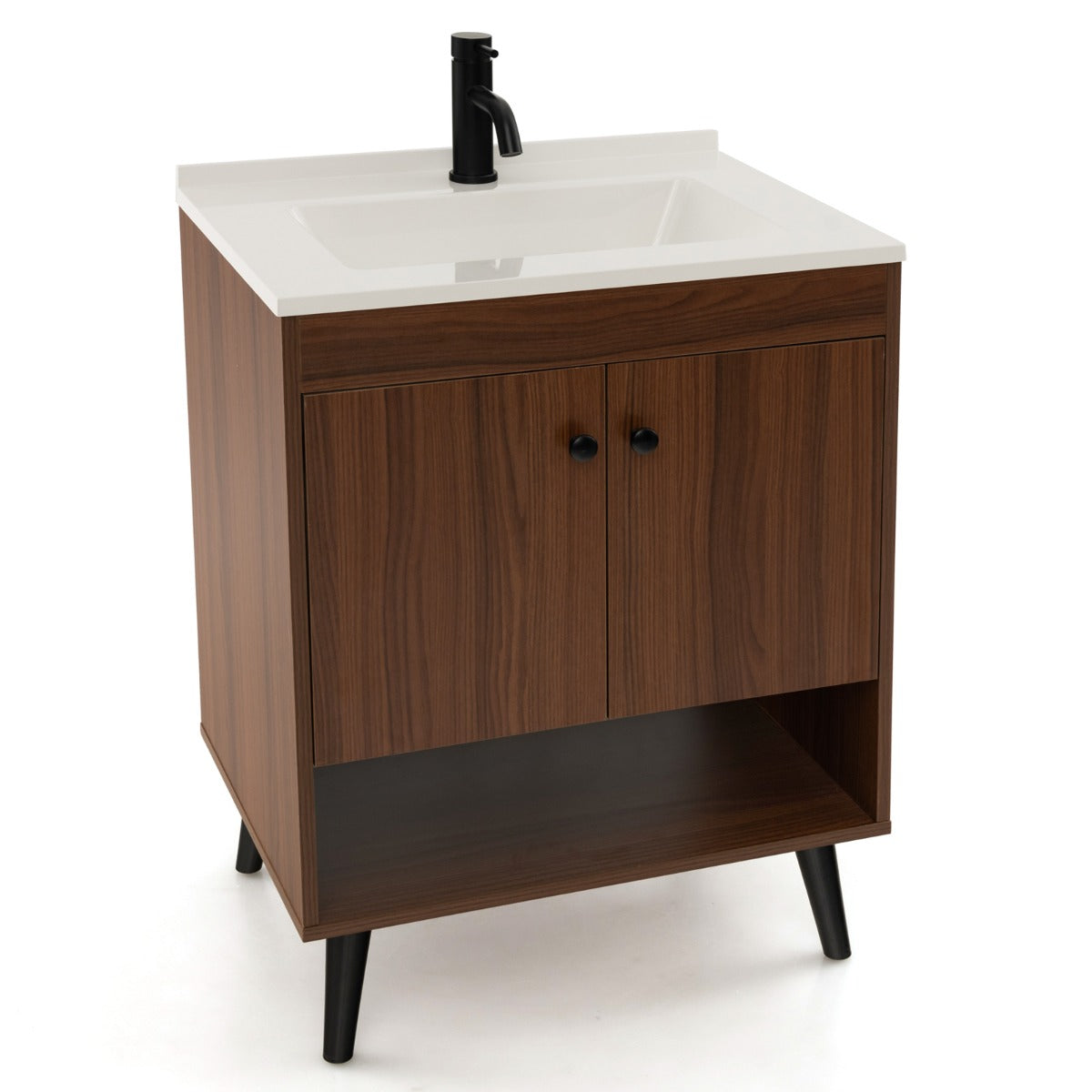 Bathroom Vanity Sink Combo with Doors and Open Shelf