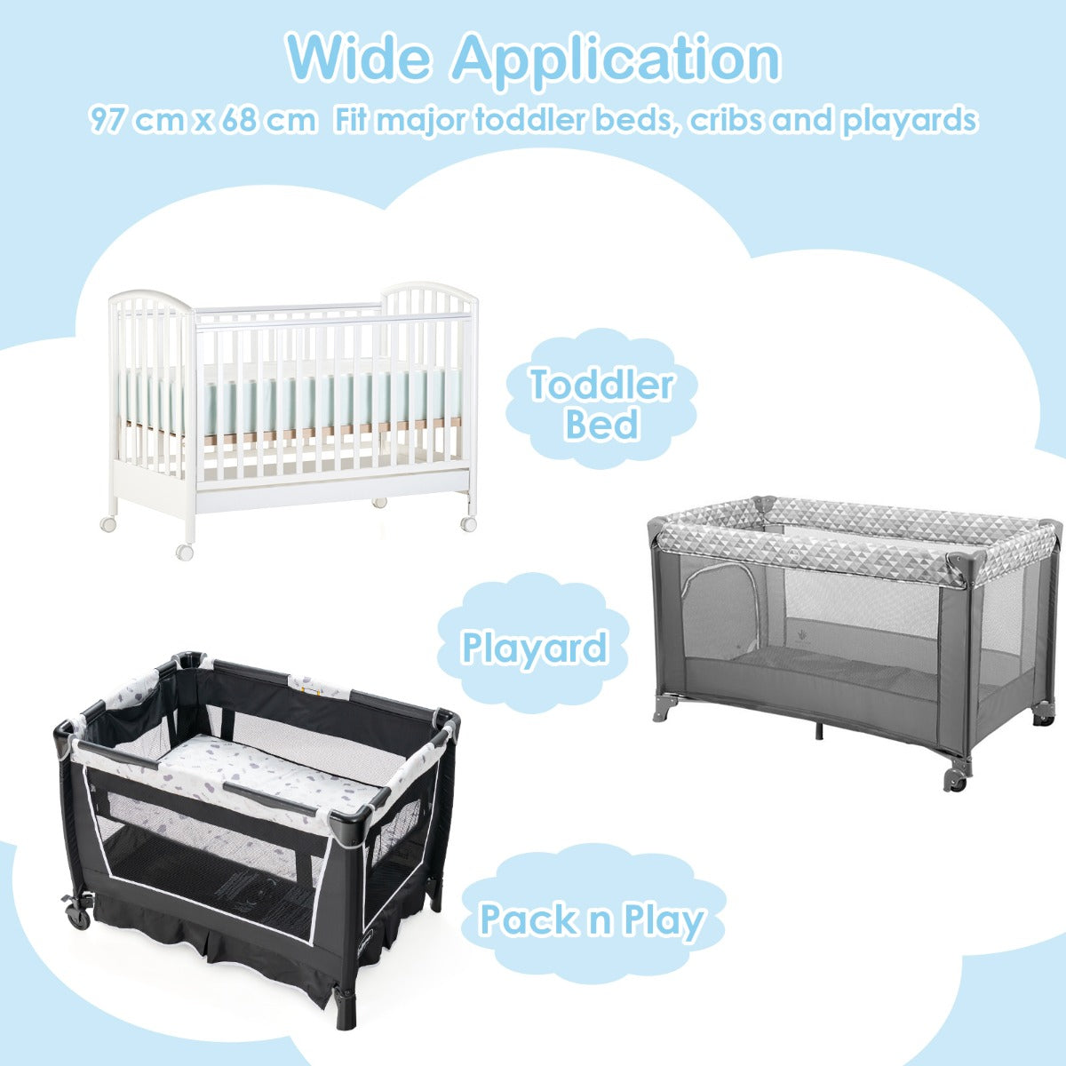 Baby Bed Mattress Playard Pad with Removable Cover