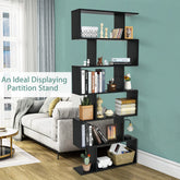 6-Tier Bookshelf with Anti-Tipping Device for Office