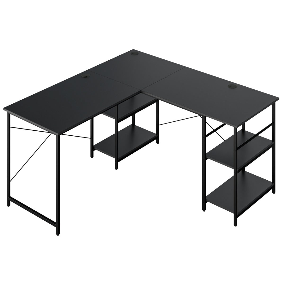 151CM Convertible L-shaped Computer Desk with 4 Storage Shelves for Home Office