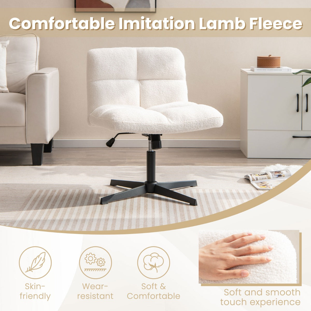 Cross Legged Office Chair with Adjustable Height for Home/Office
