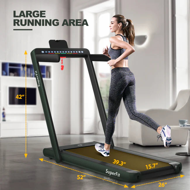2-in-1 Electric Treadmill 2.25HP Folding Running Machine with Dual Display and Remote Controller