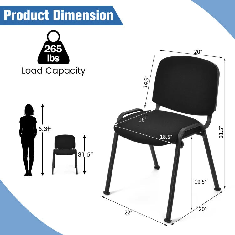 Set of 5 Conference Chair Stackable Side Chair Reception Executive Office Chair Set with Upholstered Seat