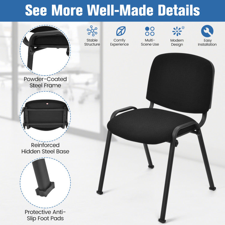 Set of 5 Conference Chair Stackable Side Chair Reception Executive Office Chair Set with Upholstered Seat