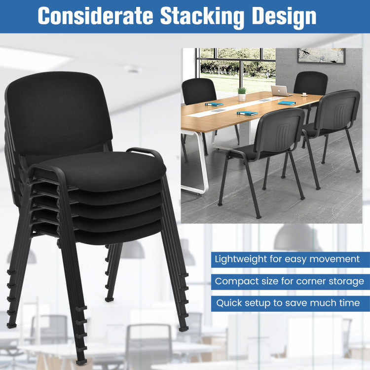 Set of 5 Conference Chair Stackable Side Chair Reception Executive Office Chair Set with Upholstered Seat