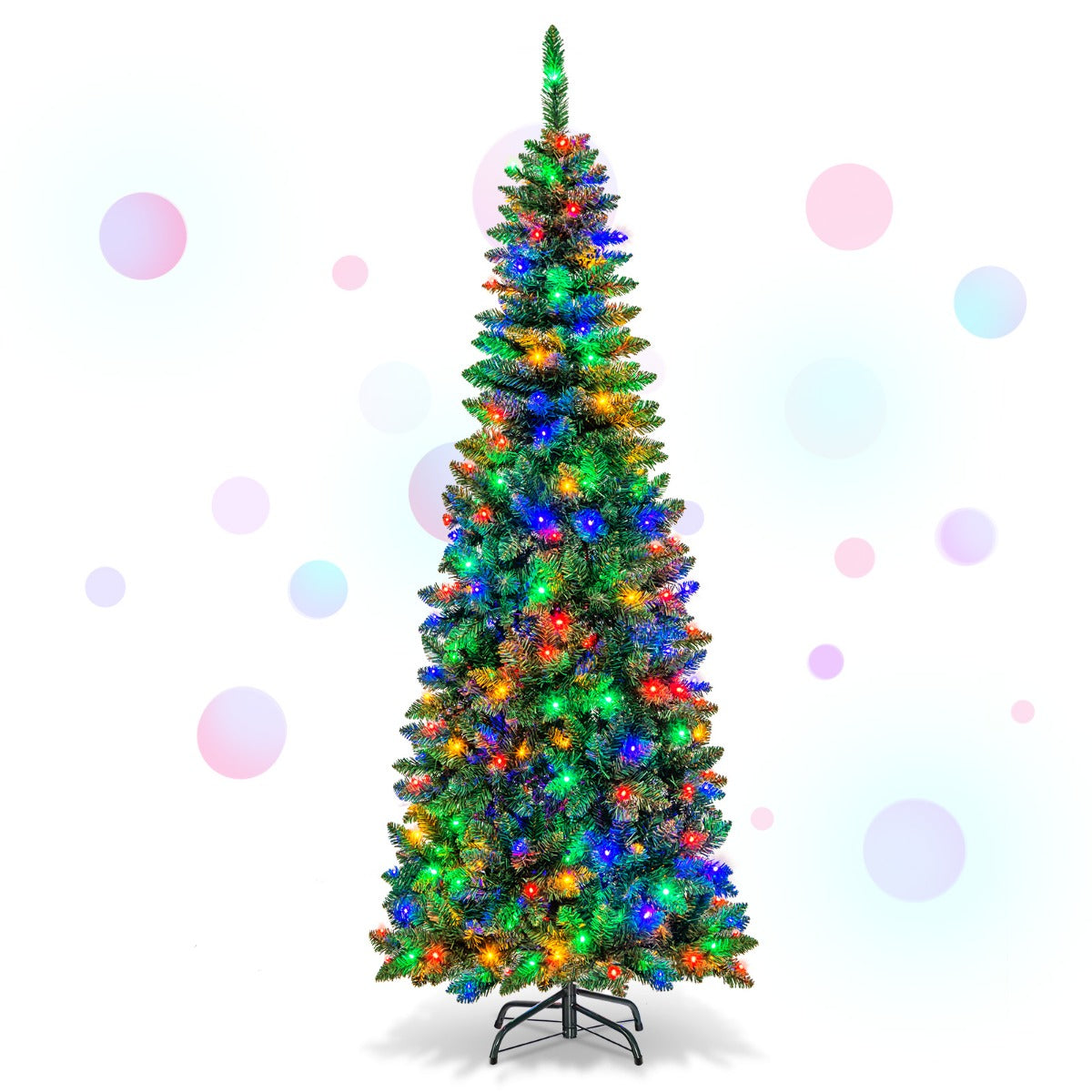 1.98/2.29 M Artificial Pencil Christmas Tree with Tips and LED Lights