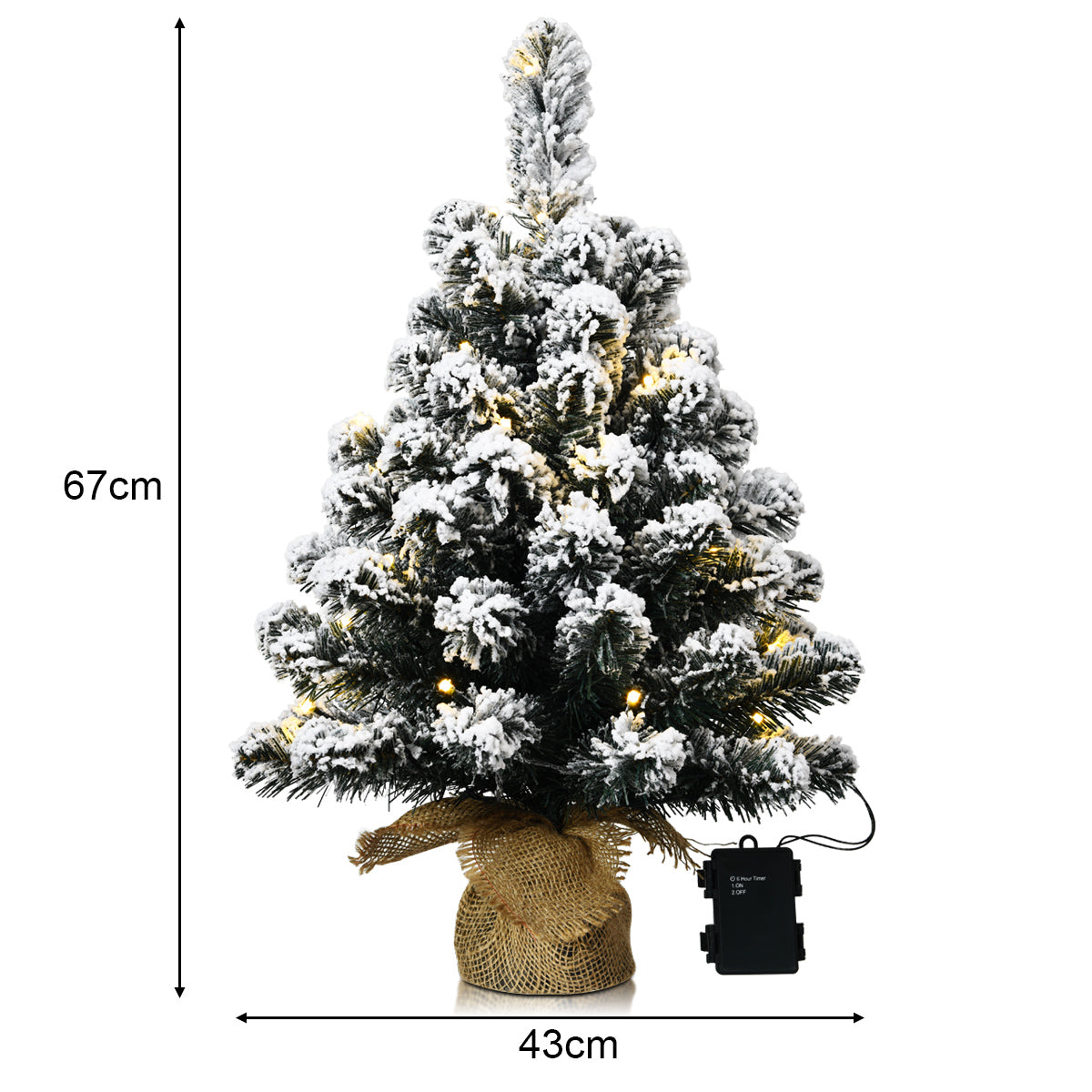 67cm Pre-Lit Snow Flocked Tabletop Christmas Tree with 8 Flash Modes
