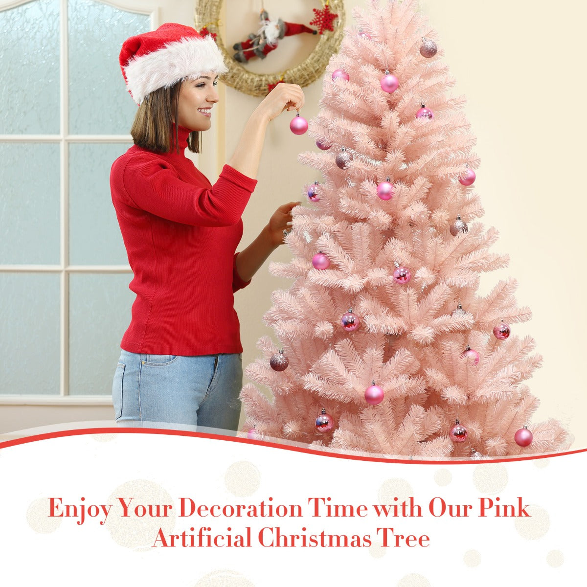 1.8 M Artificial Hinged Christmas Tree with Sturdy Metal Stand for Home