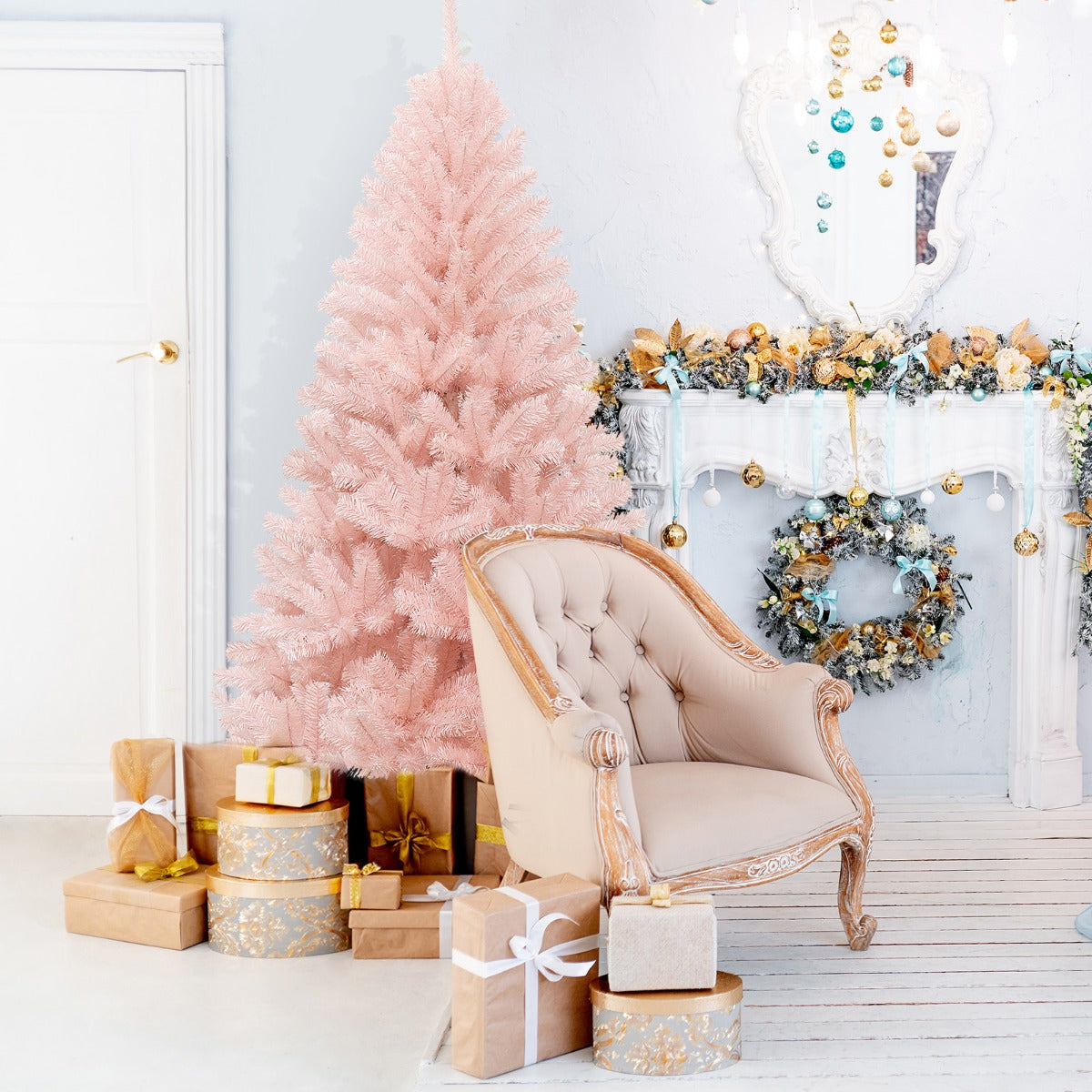 1.8 M Artificial Hinged Christmas Tree with Sturdy Metal Stand for Home