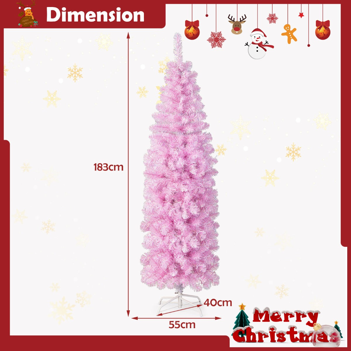1.83M/2.1M Pre-Lit Artificial Christmas Tree for Decoration