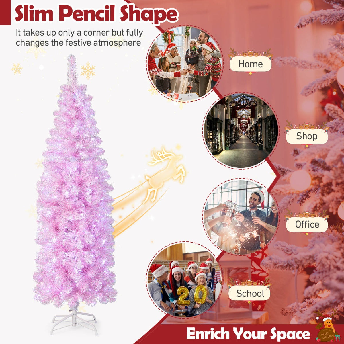 1.83M/2.1M Pre-Lit Artificial Christmas Tree for Decoration