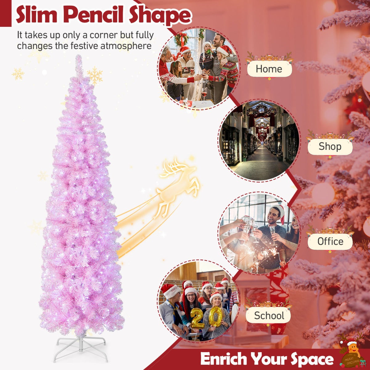 1.83M/2.1M Pre-Lit Artificial Christmas Tree for Decoration