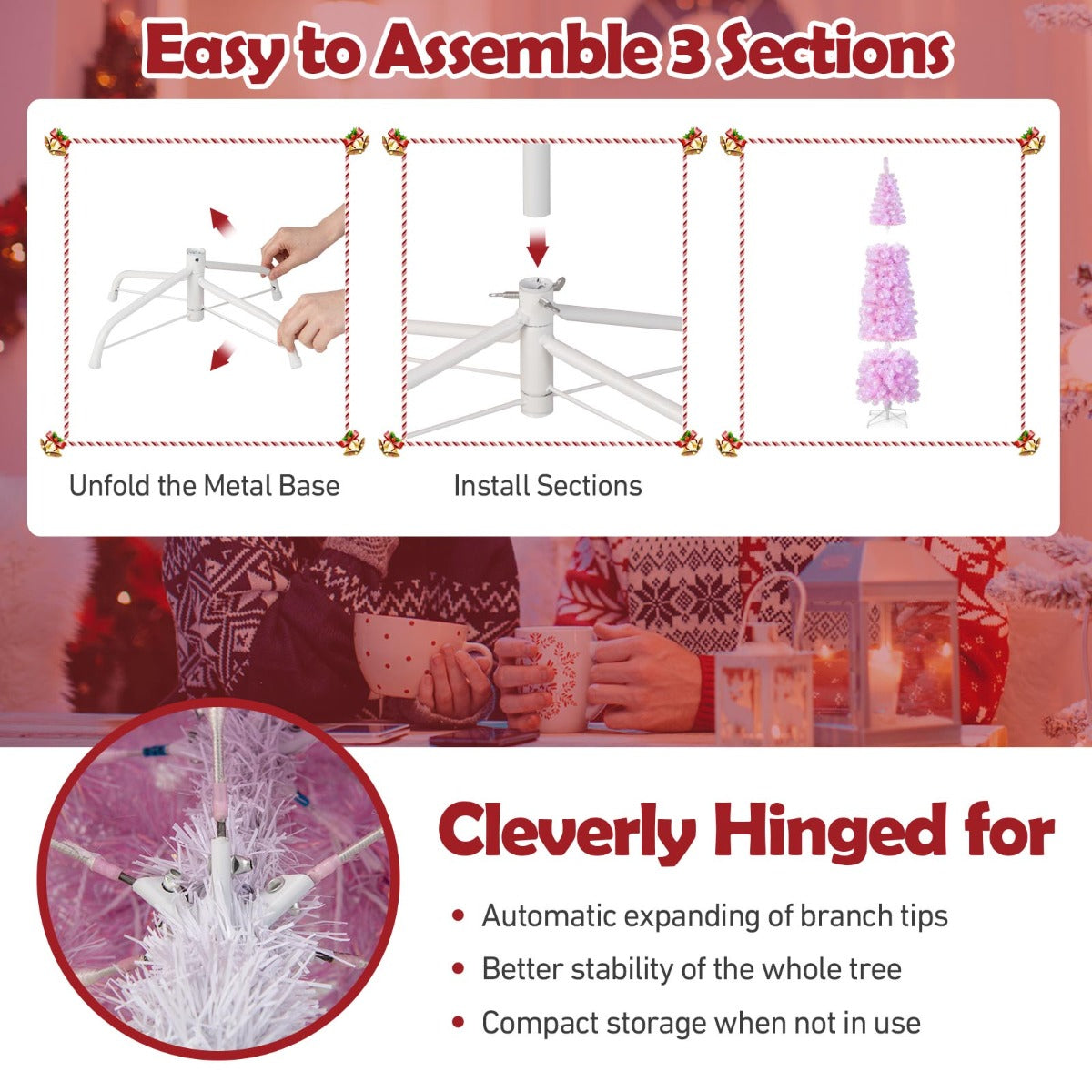 1.83M/2.1M Pre-Lit Artificial Christmas Tree for Decoration