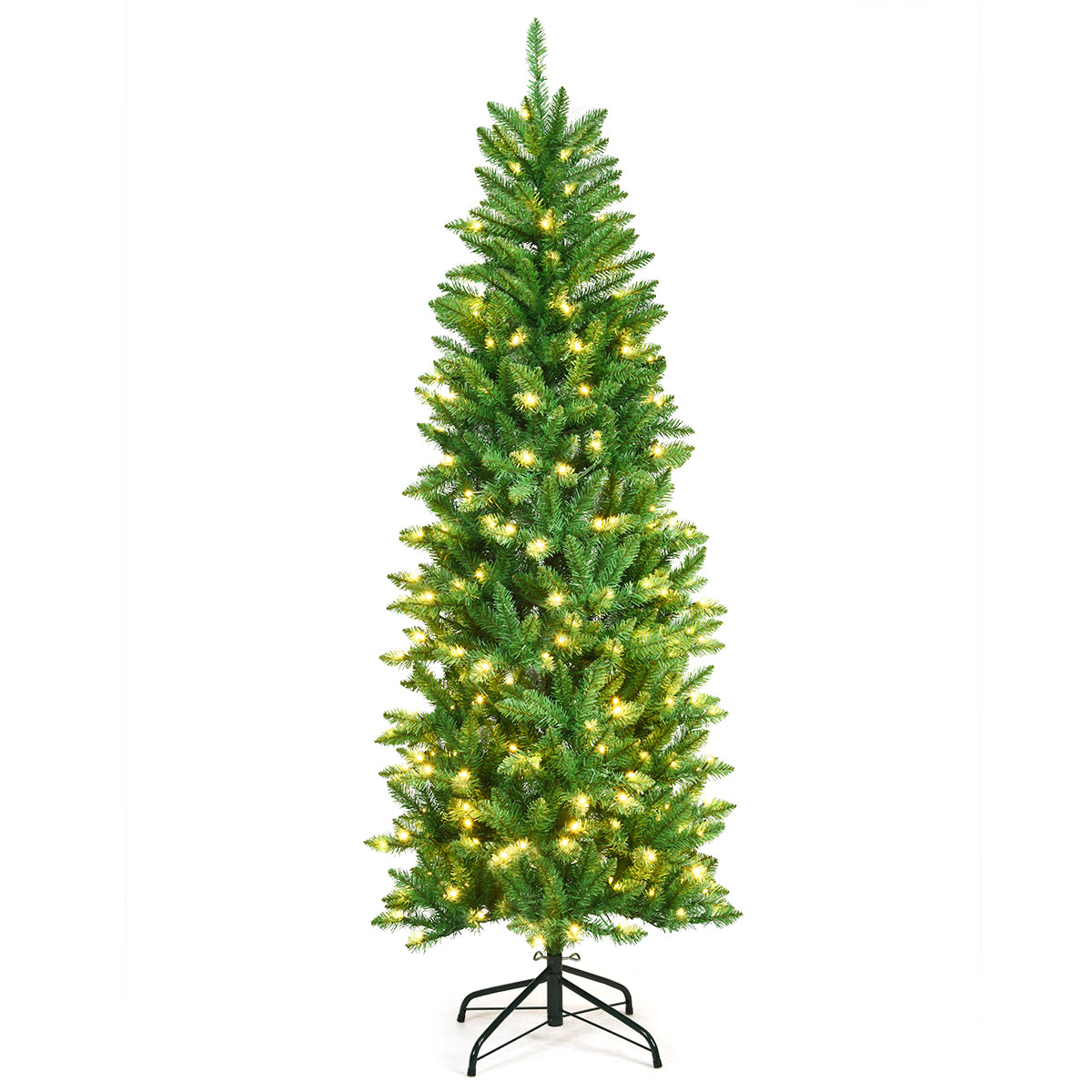 1.5M/1.8M/2.1M Artificial Pencil Christmas Tree with Warm White UL-listed Lights for Decorations