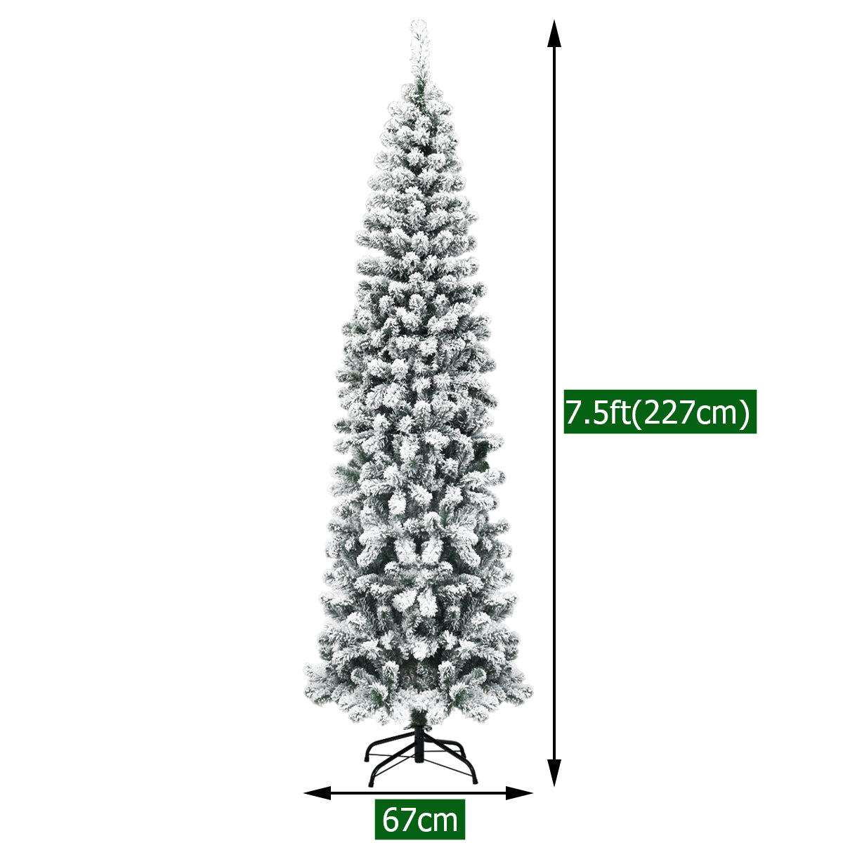 Pre Lit Snowy Slim Snow Flocked Christmas Tree for Home Decoration