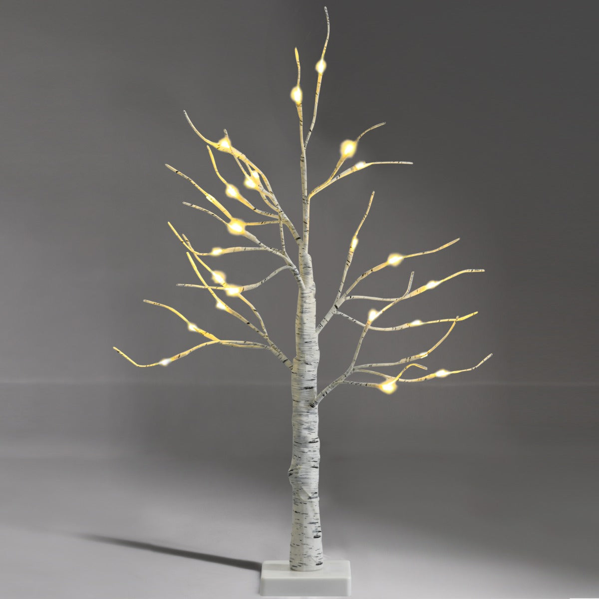 Lighted Tabletop Artificial Twig Birch Tree with 24 Warm White LED Lights for Christmas