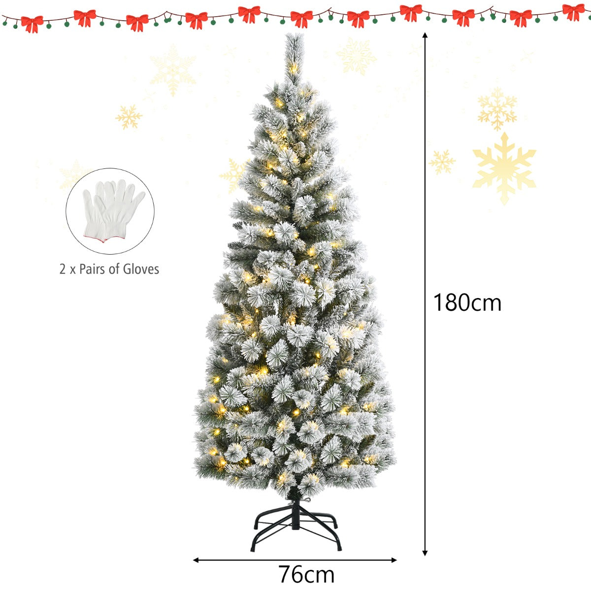 1.8M Pre-lit Artificial Christmas Tree with 9 Lighting Modes and 200 Color Changing LED Lights for Decorations