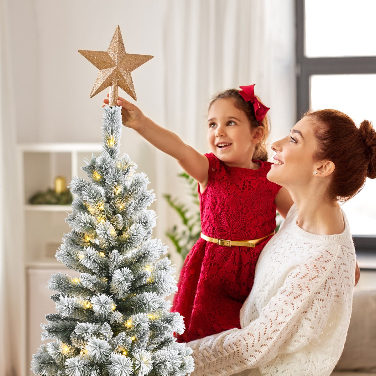1.8M Pre-lit Artificial Christmas Tree with 9 Lighting Modes and 200 Color Changing LED Lights for Decorations