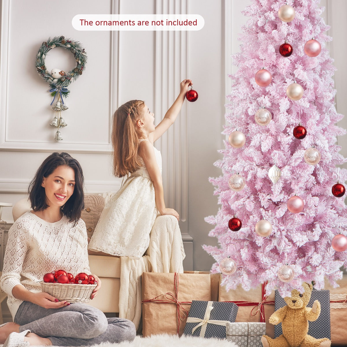 2.1M Pre-Lit Artificial Hinged Christmas Tree with 8 Lighting Modes