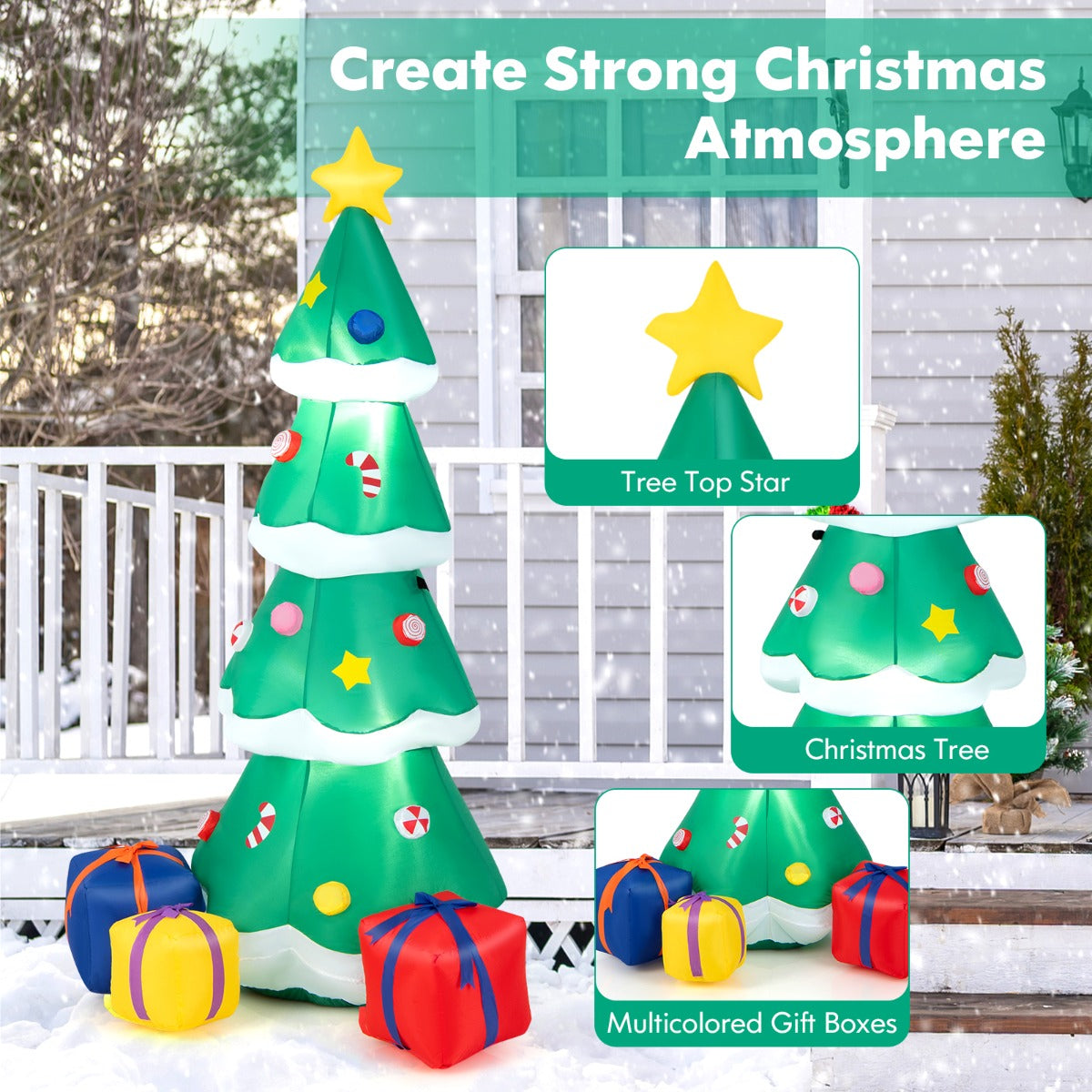180CM Inflatable Christmas Tree with Gift Boxes & LED Light