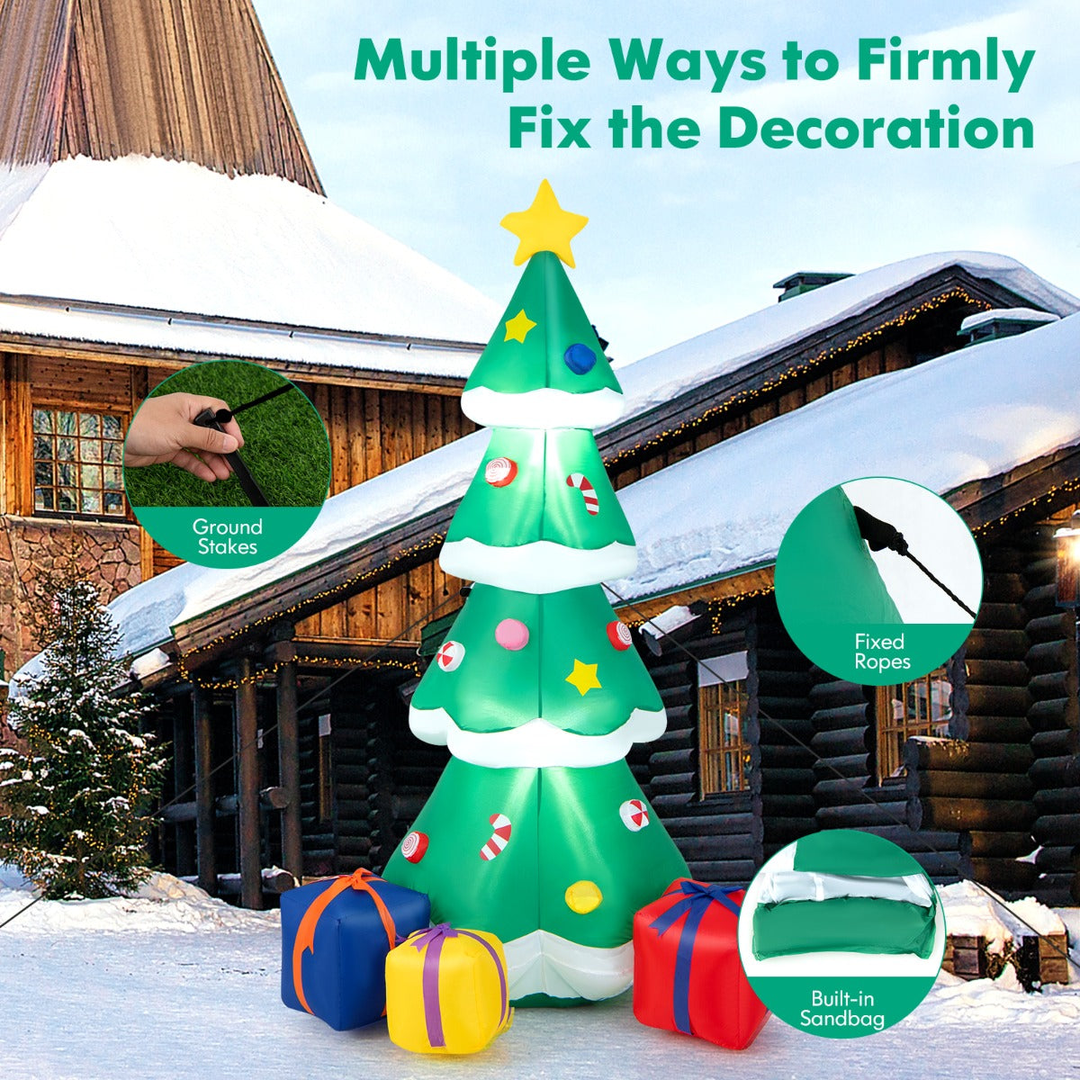 180CM Inflatable Christmas Tree with Gift Boxes & LED Light