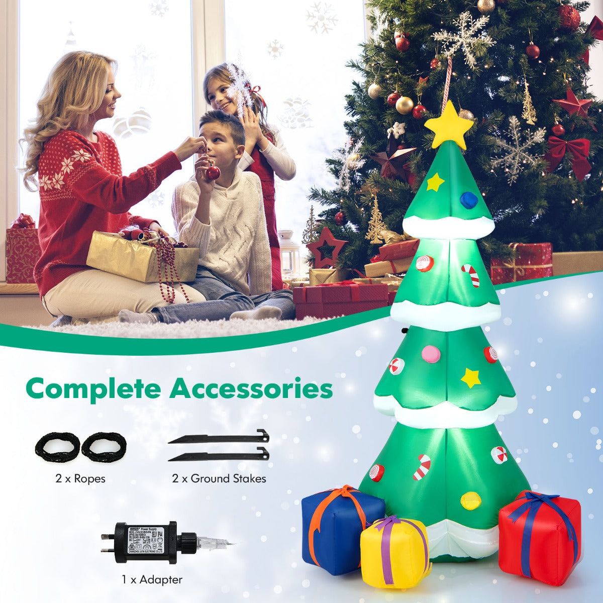 180CM Inflatable Christmas Tree with Gift Boxes & LED Light