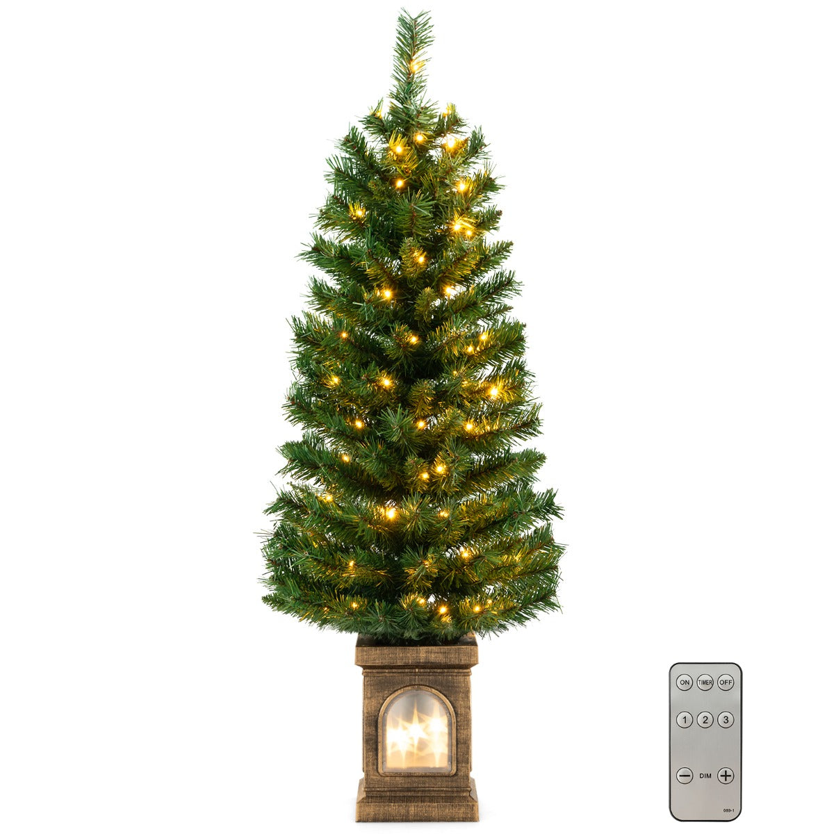 125CM Pre-Lit Potted Christmas Tree with 100 LED Lights-1 piece