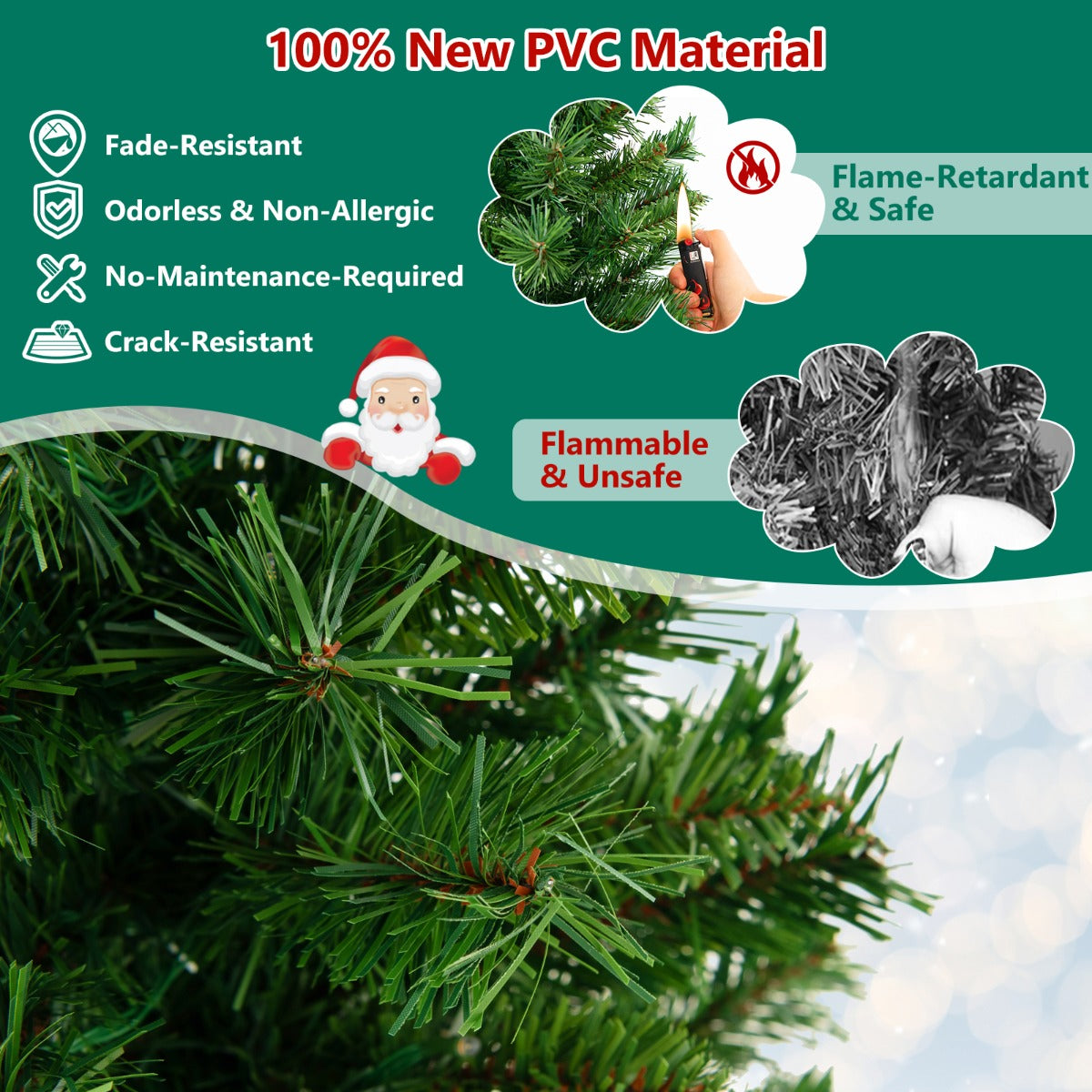125CM Pre-Lit Potted Christmas Tree with 100 LED Lights-1 piece