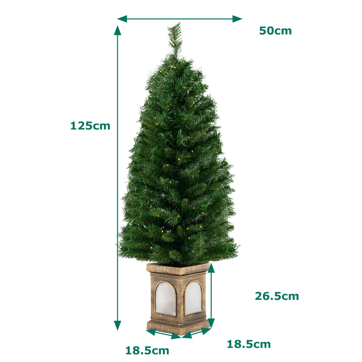 125CM Pre-Lit Potted Christmas Tree with 100 LED Lights-1 piece
