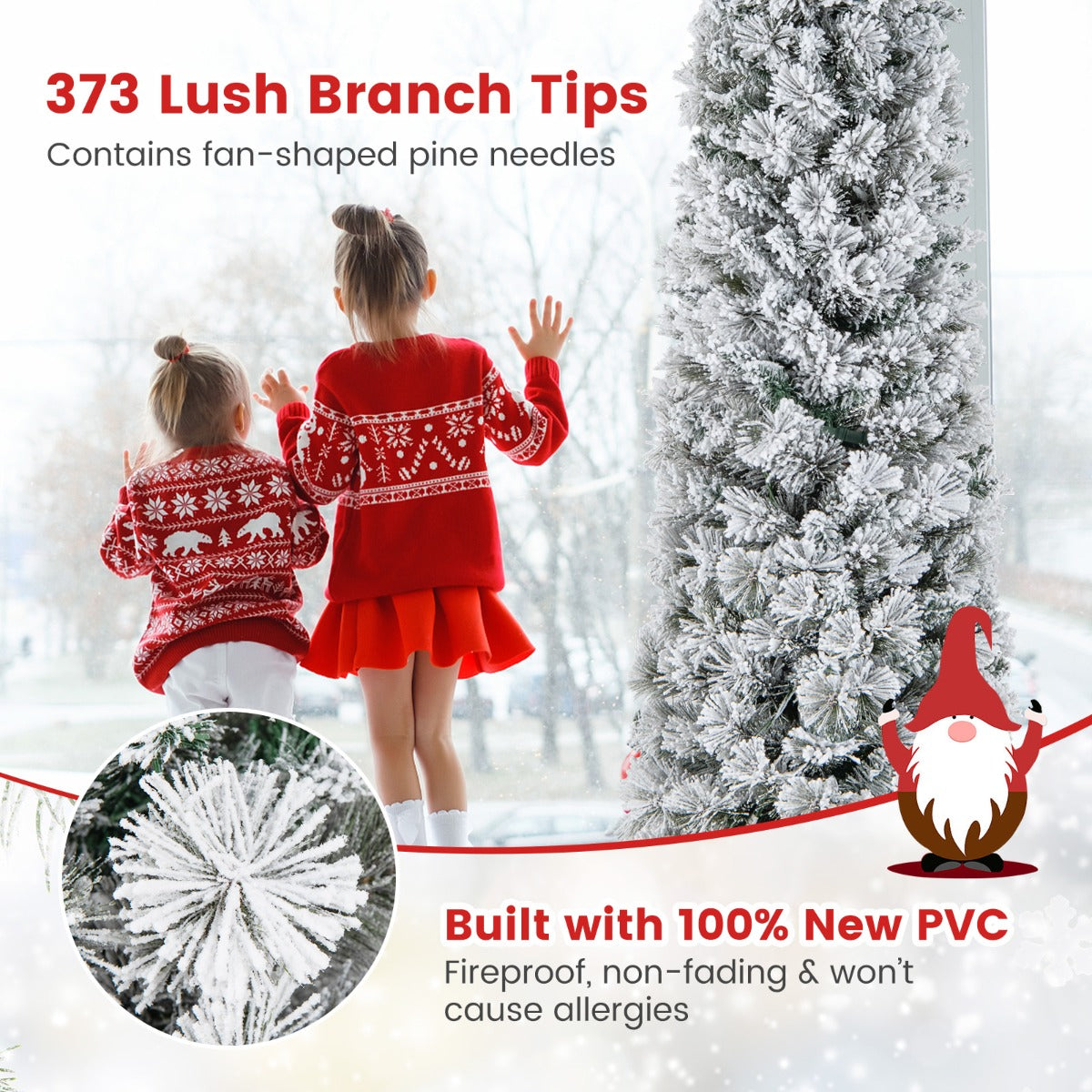 Flocked Xmas Tree with 373 Branch Tips for Decoration