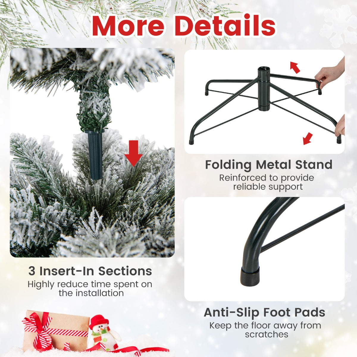 Flocked Xmas Tree with 373 Branch Tips for Decoration