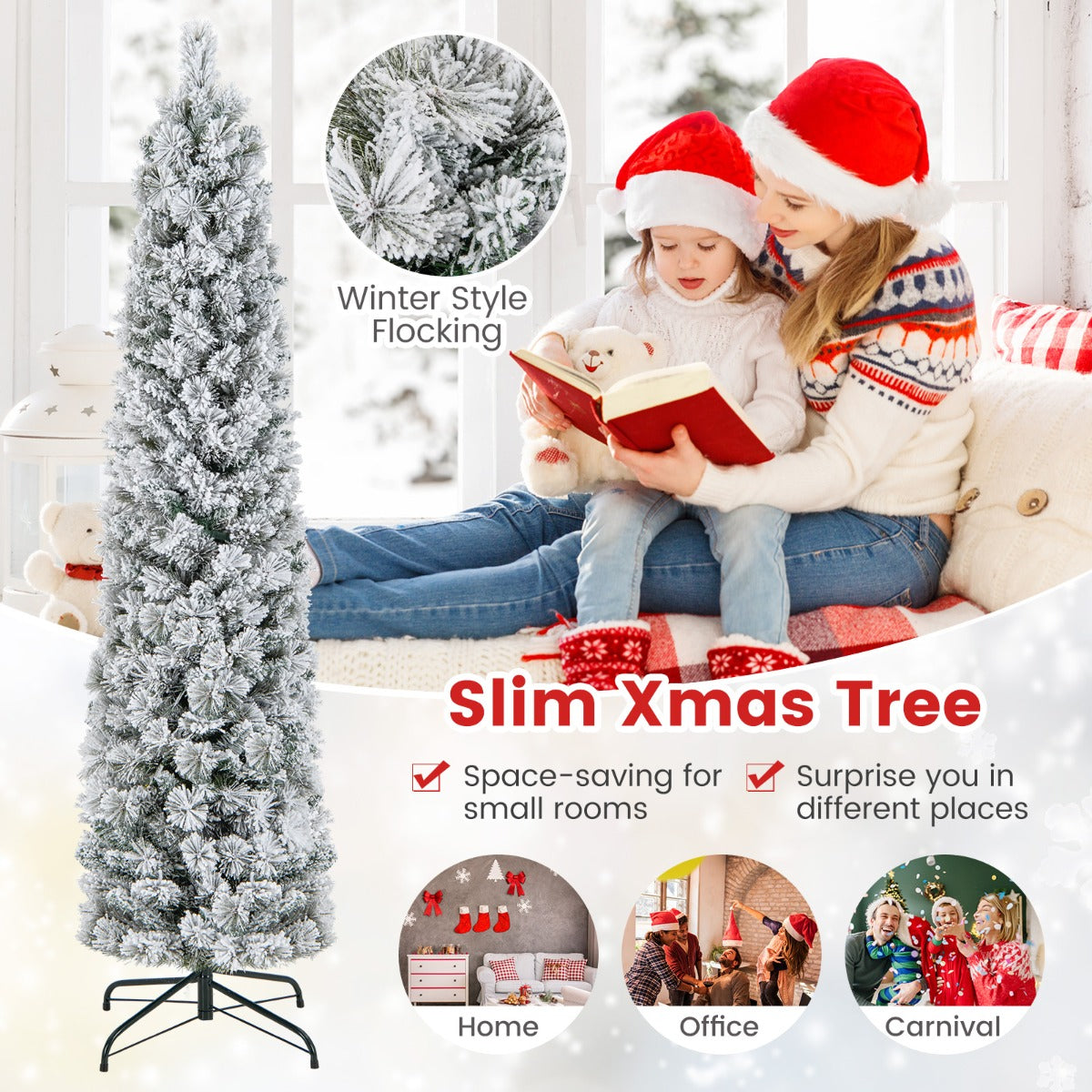 Flocked Xmas Tree with 373 Branch Tips for Decoration
