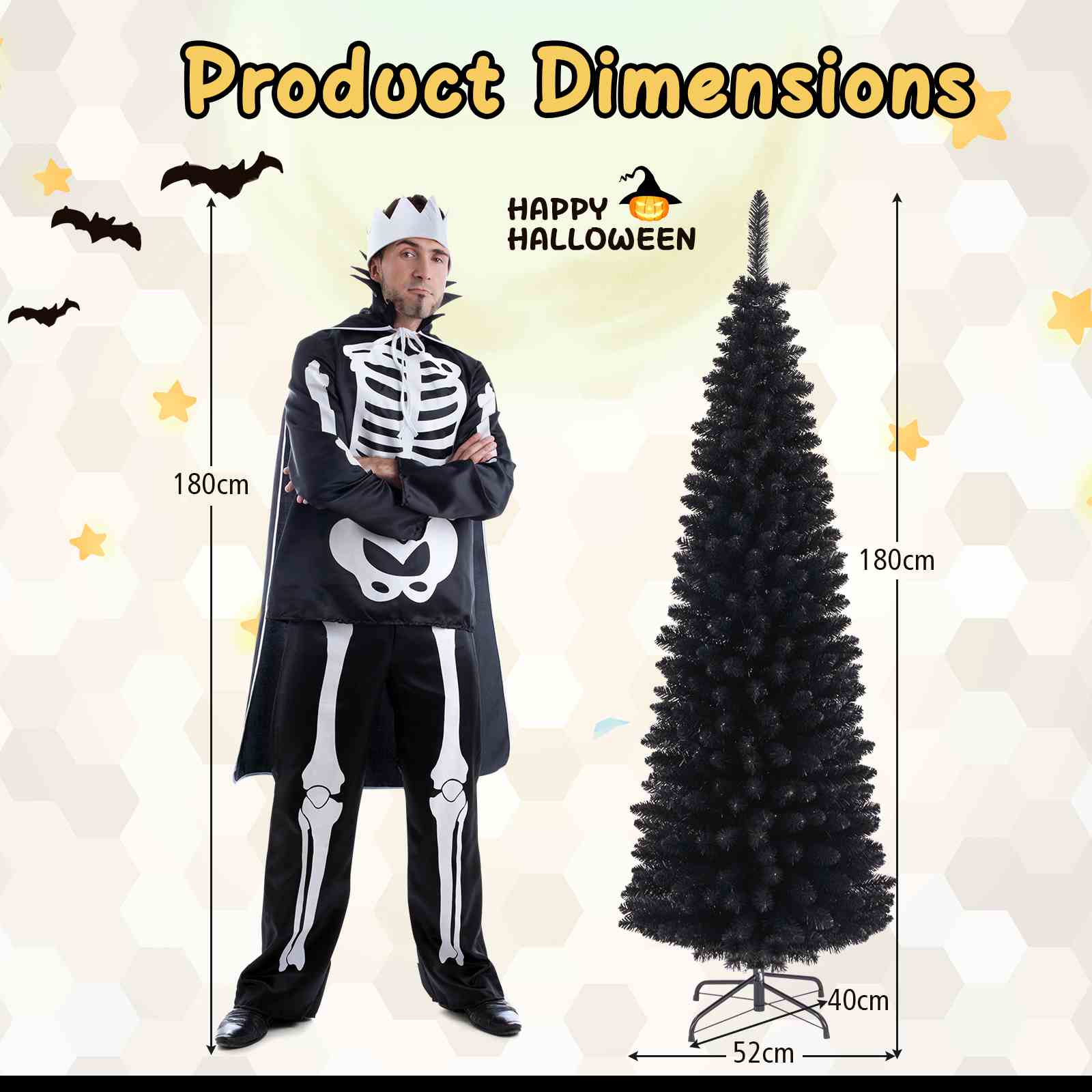 Artificial Halloween Christmas Tree Slim Pencil Tree Decoration for Corner Party