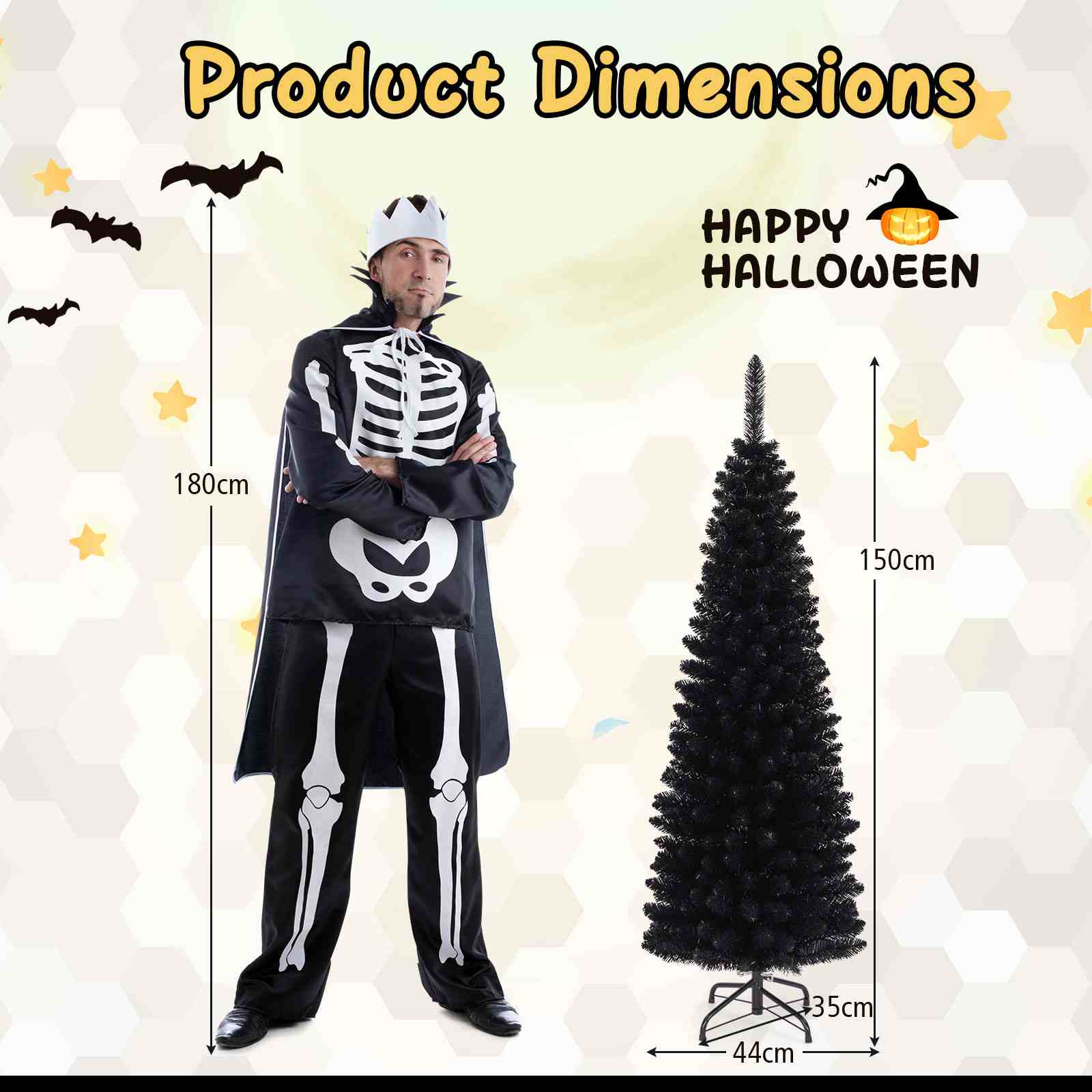Artificial Halloween Christmas Tree Slim Pencil Tree Decoration for Corner Party