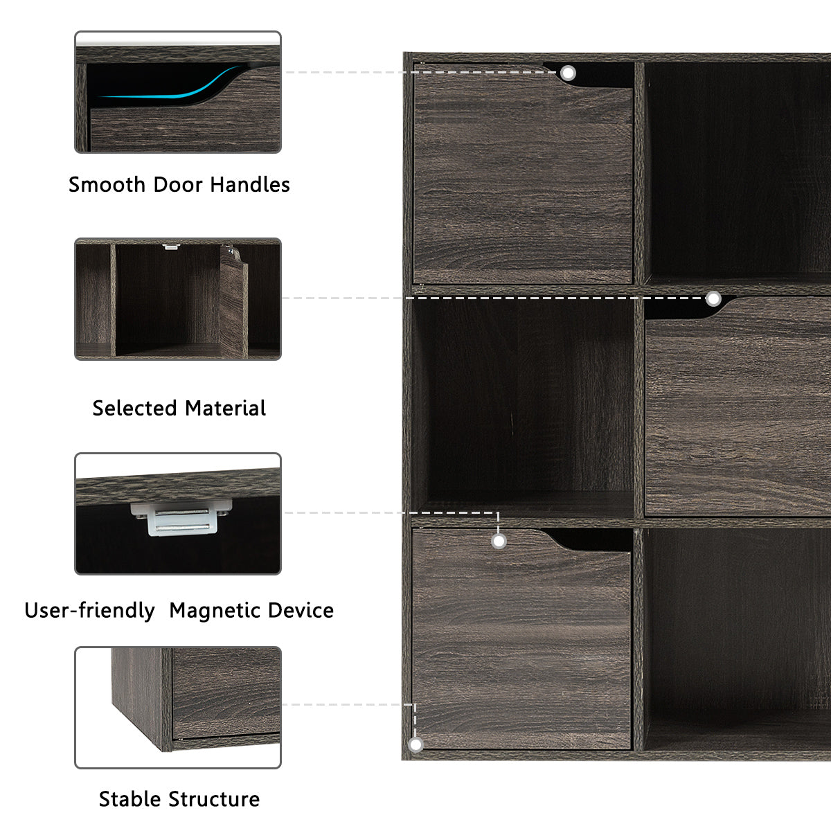 Cube Shelf with 9 Compartments and 5 Magnetic Doors