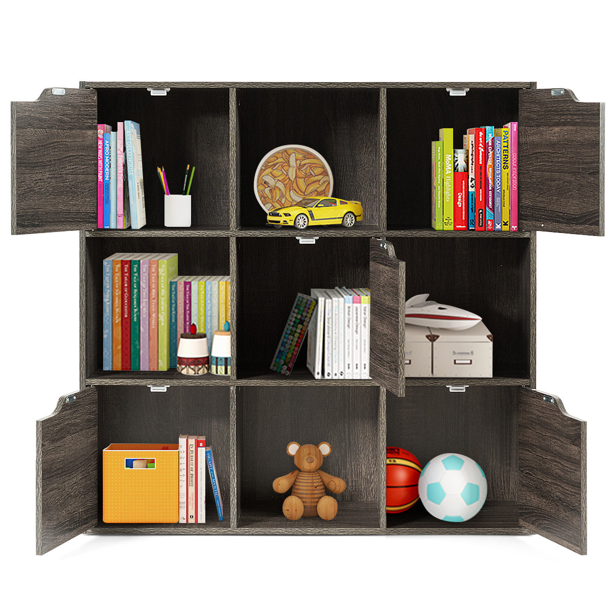 Cube Shelf with 9 Compartments and 5 Magnetic Doors