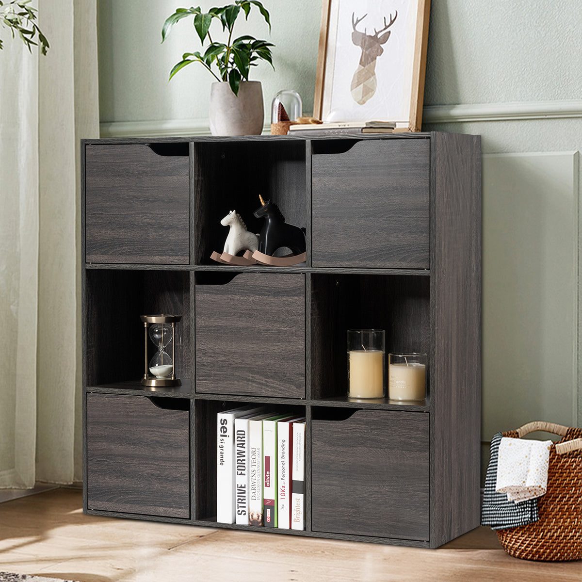 Cube Shelf with 9 Compartments and 5 Magnetic Doors