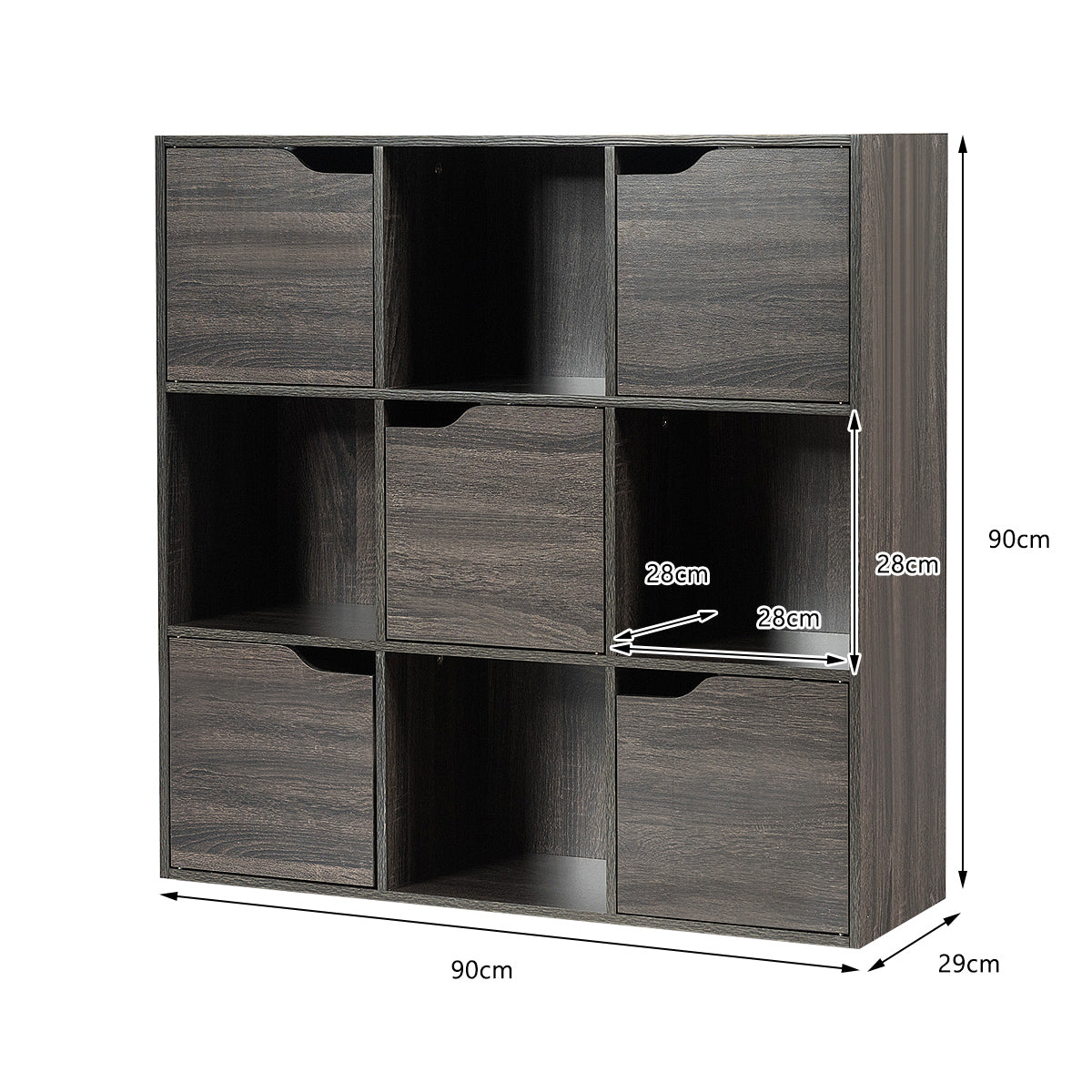 Cube Shelf with 9 Compartments and 5 Magnetic Doors