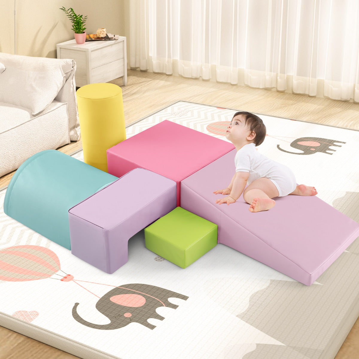 6 Pieces Indoor Climb and Crawl Activity Playset for Kids