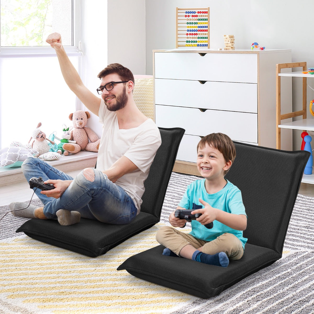 Foldable Floor Chair with Robust Armchair for Watching TV