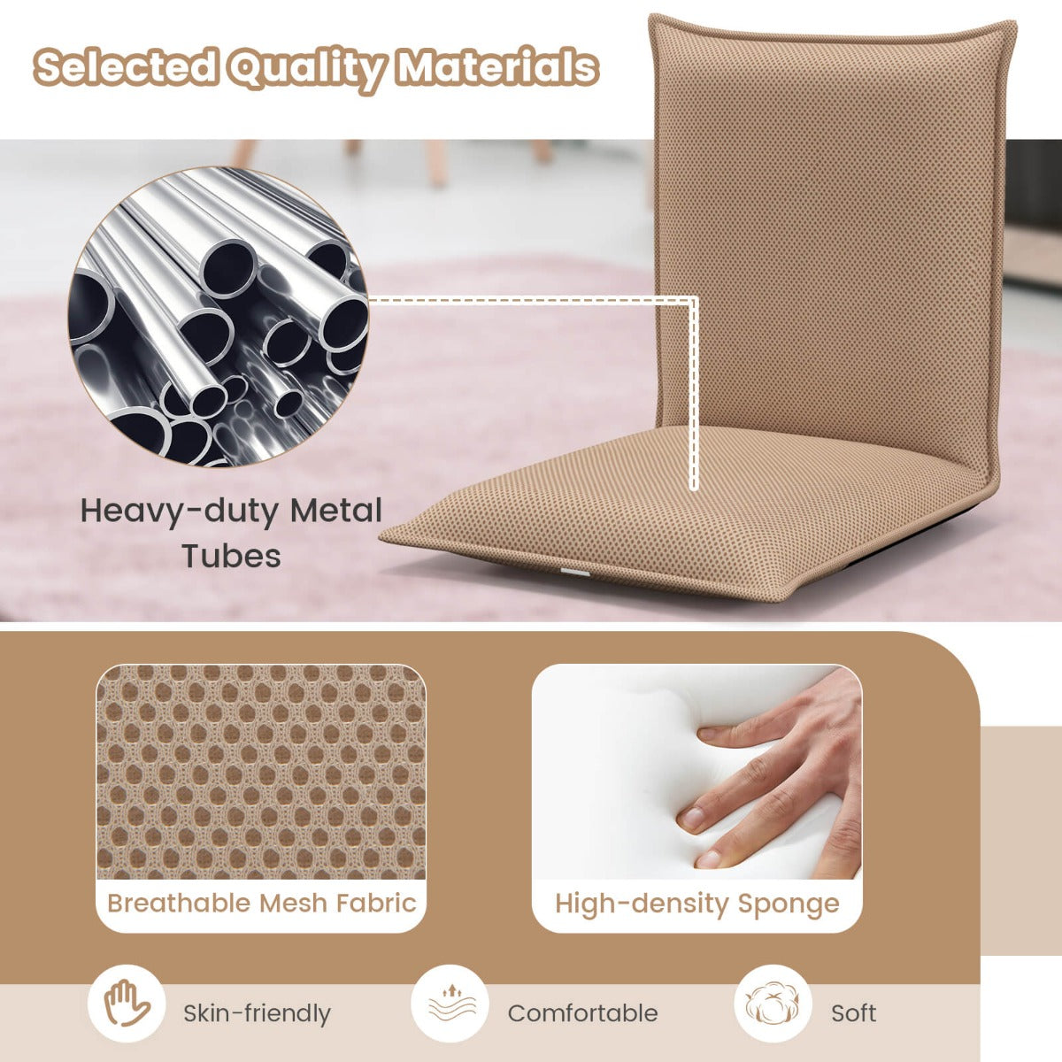 Foldable Floor Chair with Robust Armchair for Watching TV