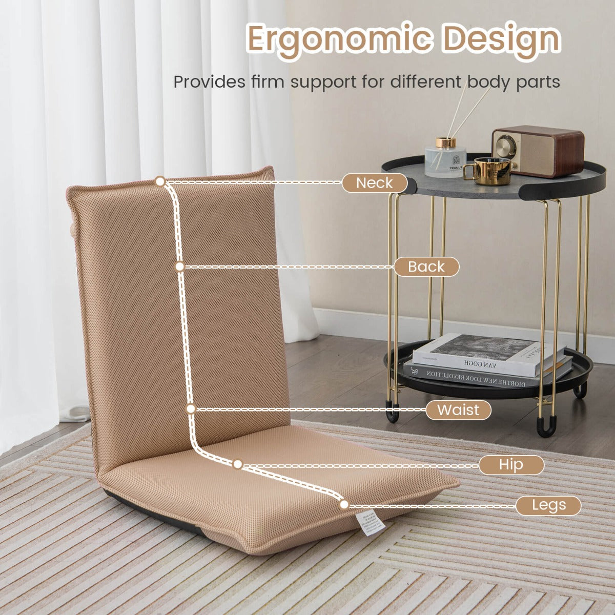 Foldable Floor Chair with Robust Armchair for Watching TV