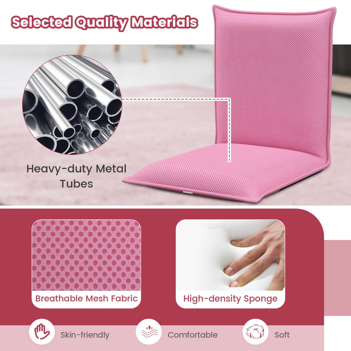 Foldable Floor Chair with Robust Armchair for Watching TV