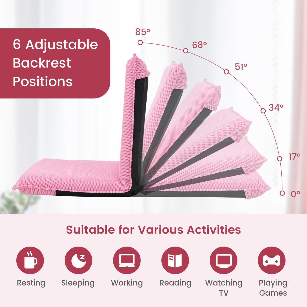 Foldable Floor Chair with Robust Armchair for Watching TV