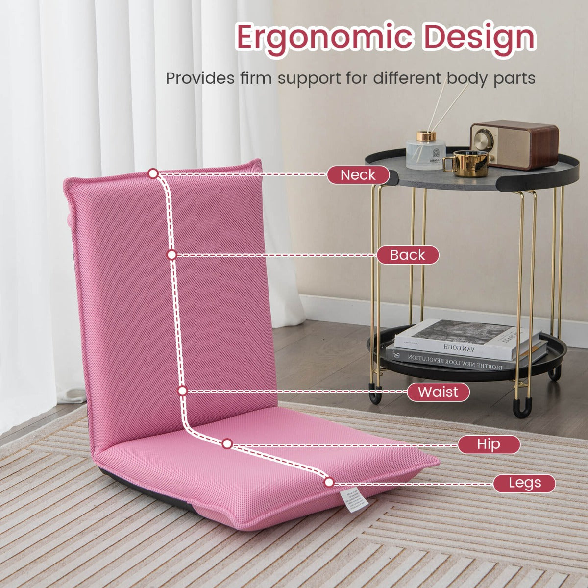Foldable Floor Chair with Robust Armchair for Watching TV
