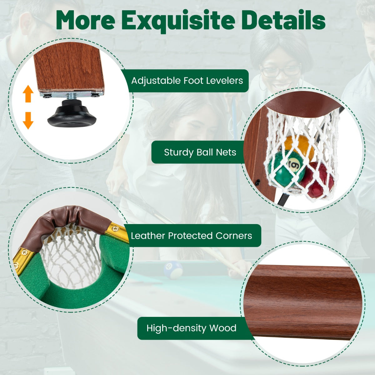 Portable Billiards Table Game with Foldable Legs for Family Game Bar Gym Room