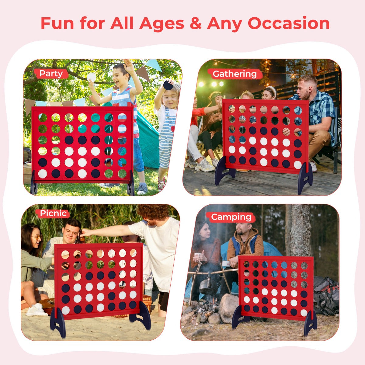 Giant 4-in-a-row Game Set Wooden Jumbo 4-to-Score Game