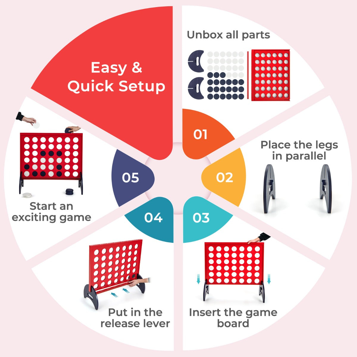 Giant 4-in-a-row Game Set Wooden Jumbo 4-to-Score Game
